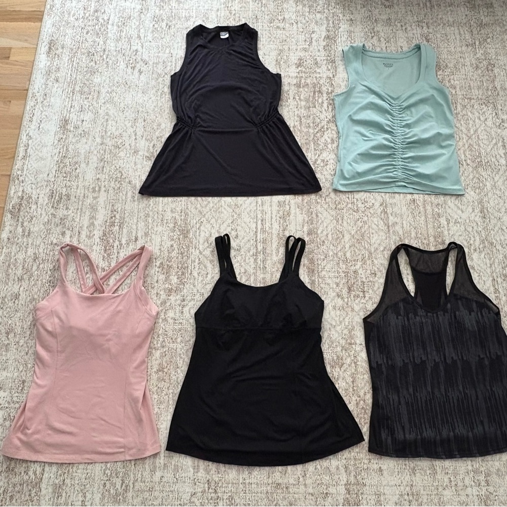 Bundle of 3 Lululemon & 2 Athleta workout tops